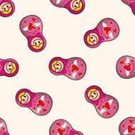 Matryoshka Russian traditional wooden doll cartoon seamless pattern background N50