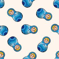 Matryoshka Russian traditional wooden doll cartoon seamless pattern background N51