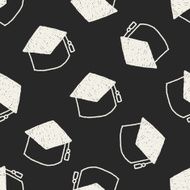 graduation cap doodle drawing seamless pattern background N2