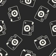camera doodle drawing seamless pattern background N2