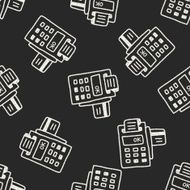 Credit card machine doodle drawing seamless pattern background N2