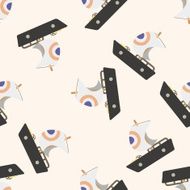 Transportation boat cartoon seamless pattern background N57