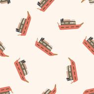 Transportation boat cartoon seamless pattern background N58