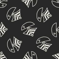 boat doodle drawing seamless pattern background N2