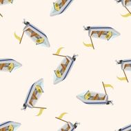 Transportation boat cartoon seamless pattern background N60