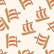 Transportation boat cartoon seamless pattern background N61