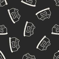 dog food doodle drawing seamless pattern background N2