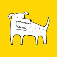 White dog hand drawn vector illustration