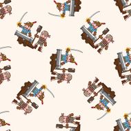 pirate cartoon seamless pattern background N47