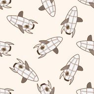 spaceship cartoon seamless pattern background N67