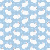 Seamless colorful background made of white cute rabbits