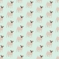 Seamless colorful background made of dogs breed pug