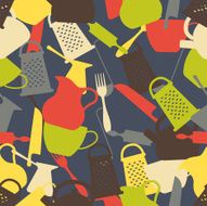Seamless colorful background made of different kind dishes