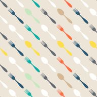 Seamless colorful background made of spoon and fork