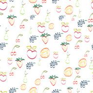 Seamless colorful background made of hand drown fruits