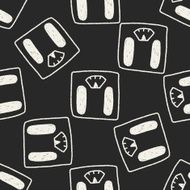 Weighting machine doodle drawing seamless pattern background N2