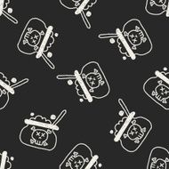 witch's pot doodle drawing seamless pattern background N2