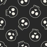 skull doodle drawing seamless pattern background N2