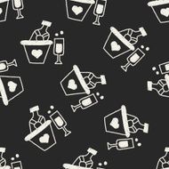 Champagne doodle drawing seamless pattern background N2