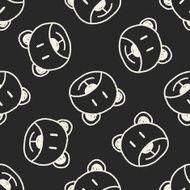 baby bear doodle drawing seamless pattern background N2