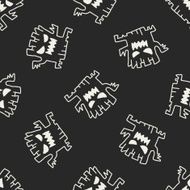 halloween tree doodle drawing seamless pattern background N2