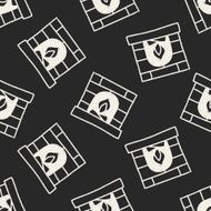 Fireplace doodle drawing seamless pattern background N2