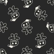 The Gingerbread Man doodle drawing seamless pattern background N2