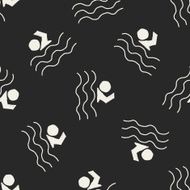 swimmer doodle drawing seamless pattern background N2