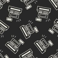 Cash register doodle drawing seamless pattern background N2