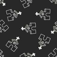 church doodle drawing seamless pattern background N2