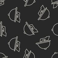 dinner doodle drawing seamless pattern background N2