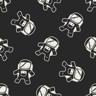 Doodle Astronaut seamless pattern background N2