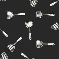 Doodle culinary spoon seamless pattern background N2