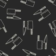 Doodle Kitchen knife seamless pattern background N2