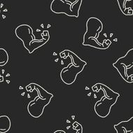 Doodle Muscle seamless pattern background N2