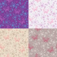 flowers and butterflies four different color