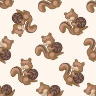 animal squirrel cartoon seamless pattern background N2