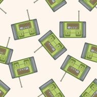 radio cartoon seamless pattern background N42