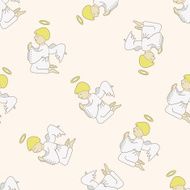 angel cartoon seamless pattern background N57