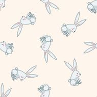 animal rabbit cartoon seamless pattern background N8