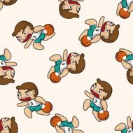 basketball player cartoon seamless pattern background N10