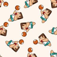 basketball player cartoon seamless pattern background N11