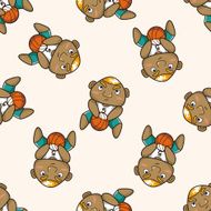 basketball player cartoon seamless pattern background N12