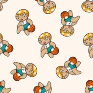 basketball player cartoon seamless pattern background N15