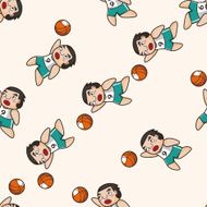 basketball player cartoon seamless pattern background N17