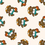 basketball player cartoon seamless pattern background N18