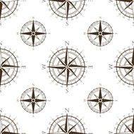 Wind rose compass vintage vector symbols seamless pattern