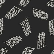 doodle Leaning Tower of Pisa seamless pattern background N2