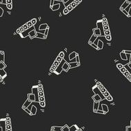 Doodle Excavator seamless pattern background N2