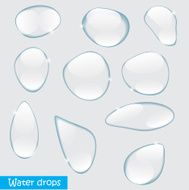 Realistic Water Drops Set On Transparent Background Vector Illus N3